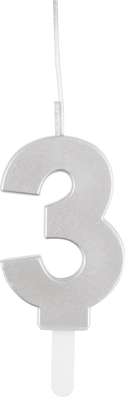 Silver Number Sparkler-Topped Birthday Candle