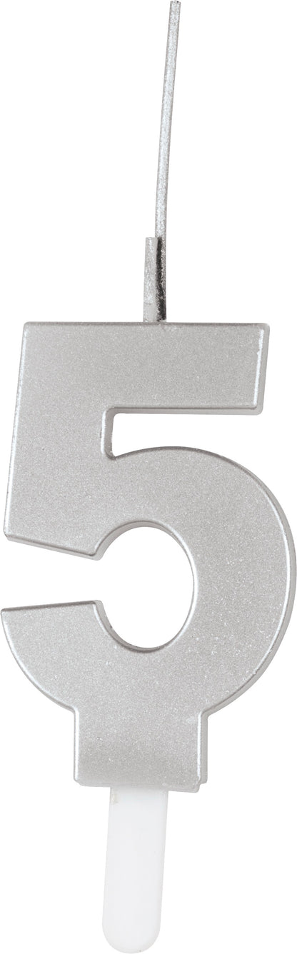 Silver Number Sparkler-Topped Birthday Candle