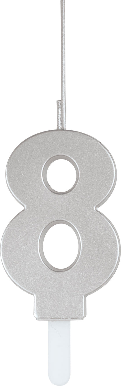 Silver Number Sparkler-Topped Birthday Candle
