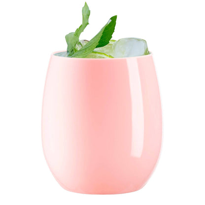 12 oz. Pink Elegant Stemless Plastic Wine Glasses