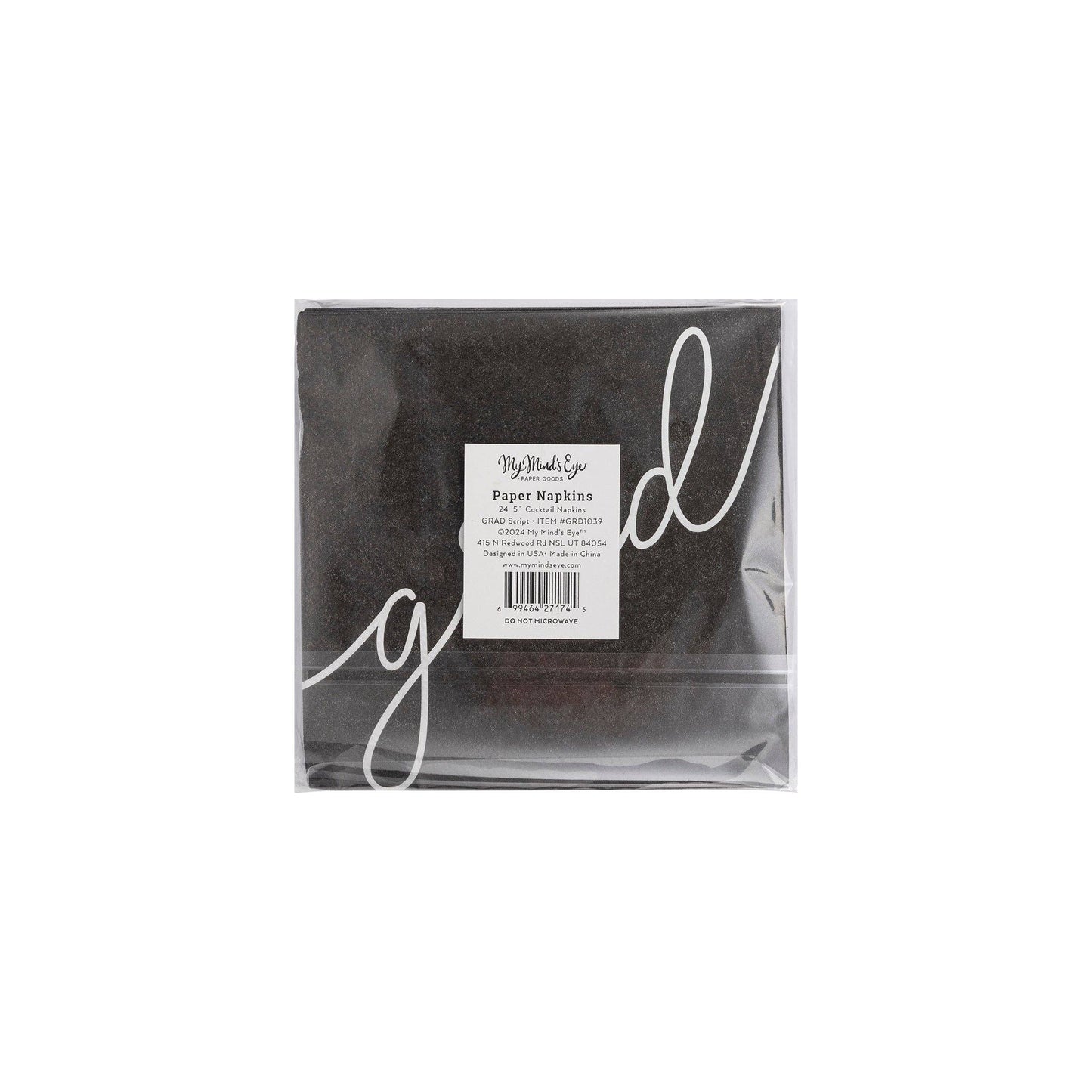 Script Grad Paper Cocktail Napkins 24ct