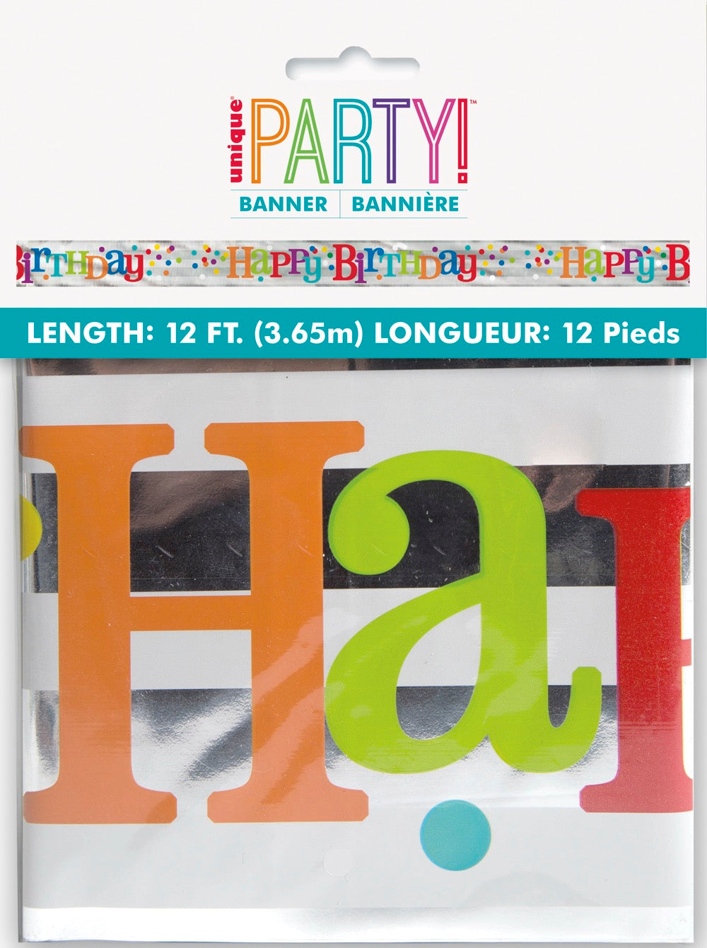 Foil Dotted Rainbow Happy Birthday Banner 12ft