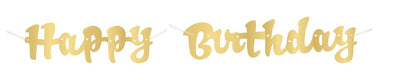 Gold Script Happy Birthday Banner