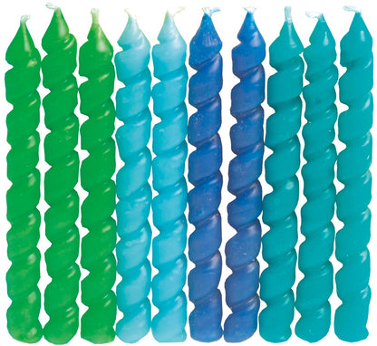 Blue & Green Spiral Birthday Candles 10ct