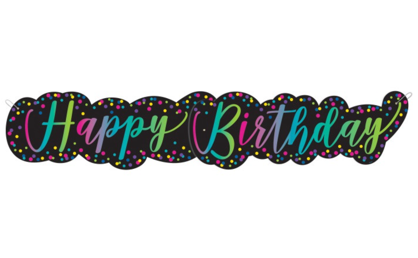 Neon Script Happy Birthday Giant Jointed Banner 4.5ft