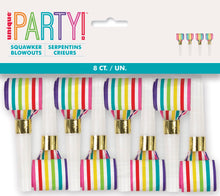 Rainbow Stripe Squawker Blowouts 8ct