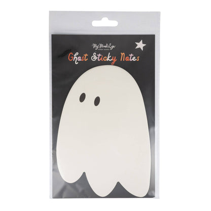 Packaged ghost-shaped sticky notes with 'My Mind's Eye' branding on a white background