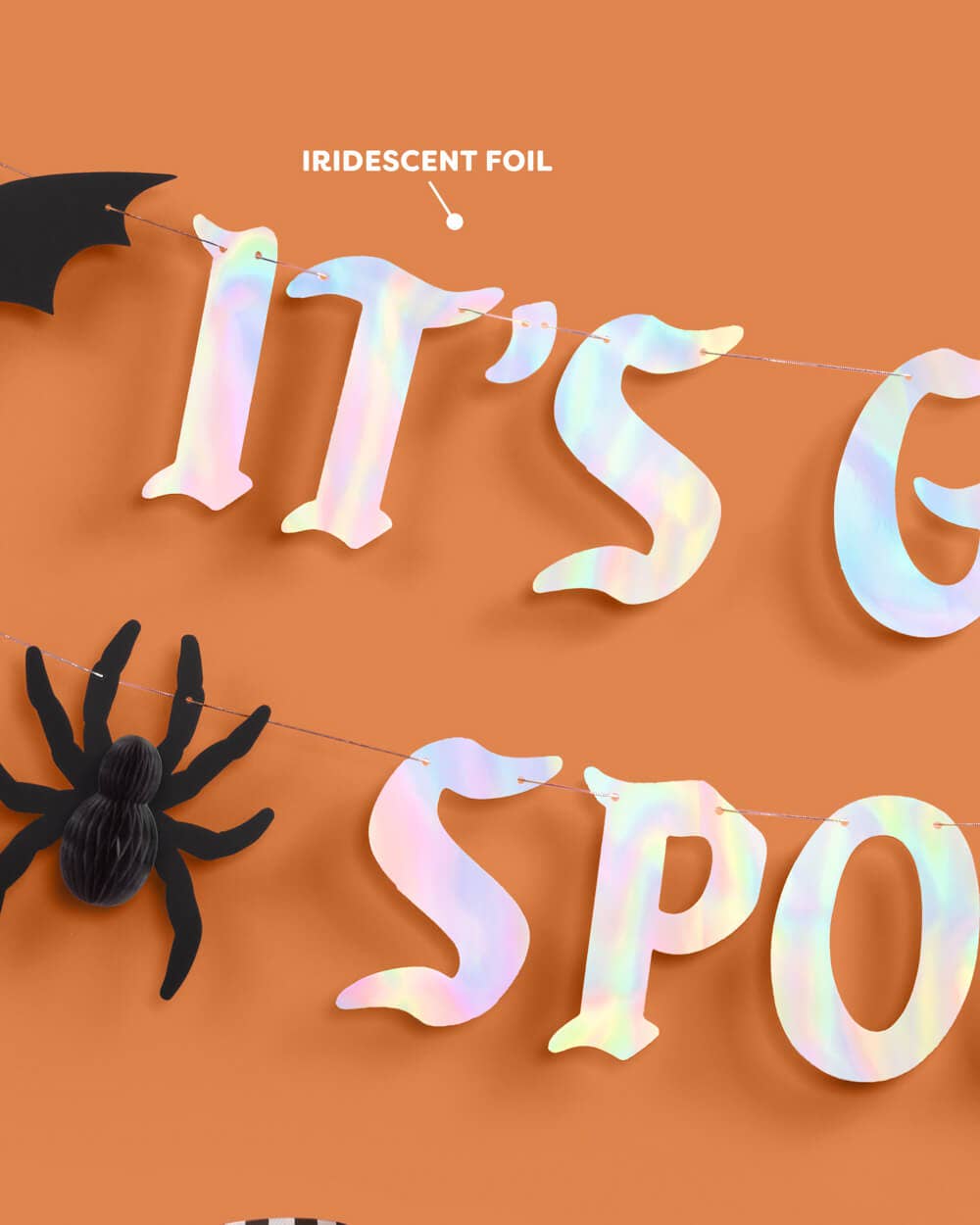 It's Giving Spooky Banner - iridescent foil banner, bats, halloween