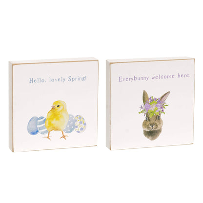 Everybunny Welcome Square Block, 2 Assorted