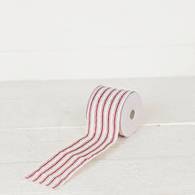 2.5inWx10Yard Wired Ribbon-French Red White Stripe