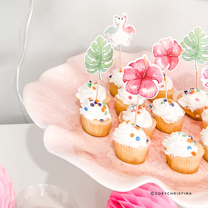 Flamingo Tropical Cupcake Toppers (12-Pack)