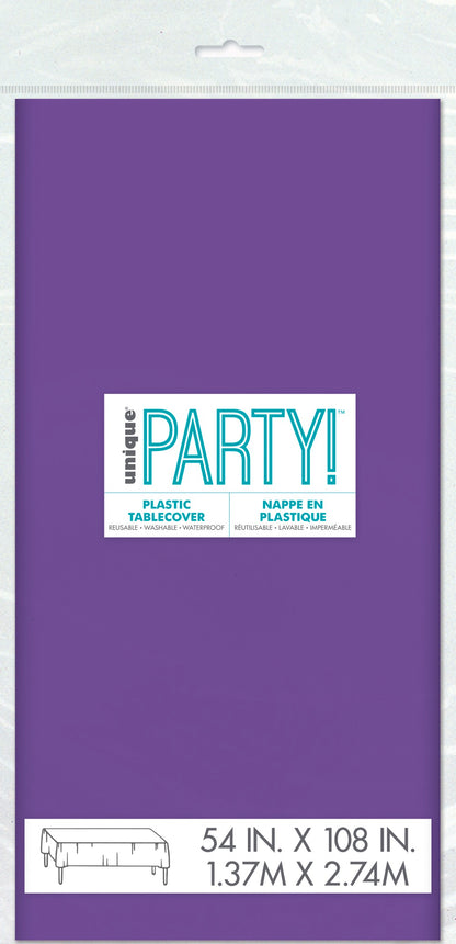 Purple Plastic Rectangle Table Cover 54" x 108"