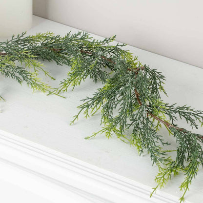 72" Artificial Icy Cedar Juniper Garland