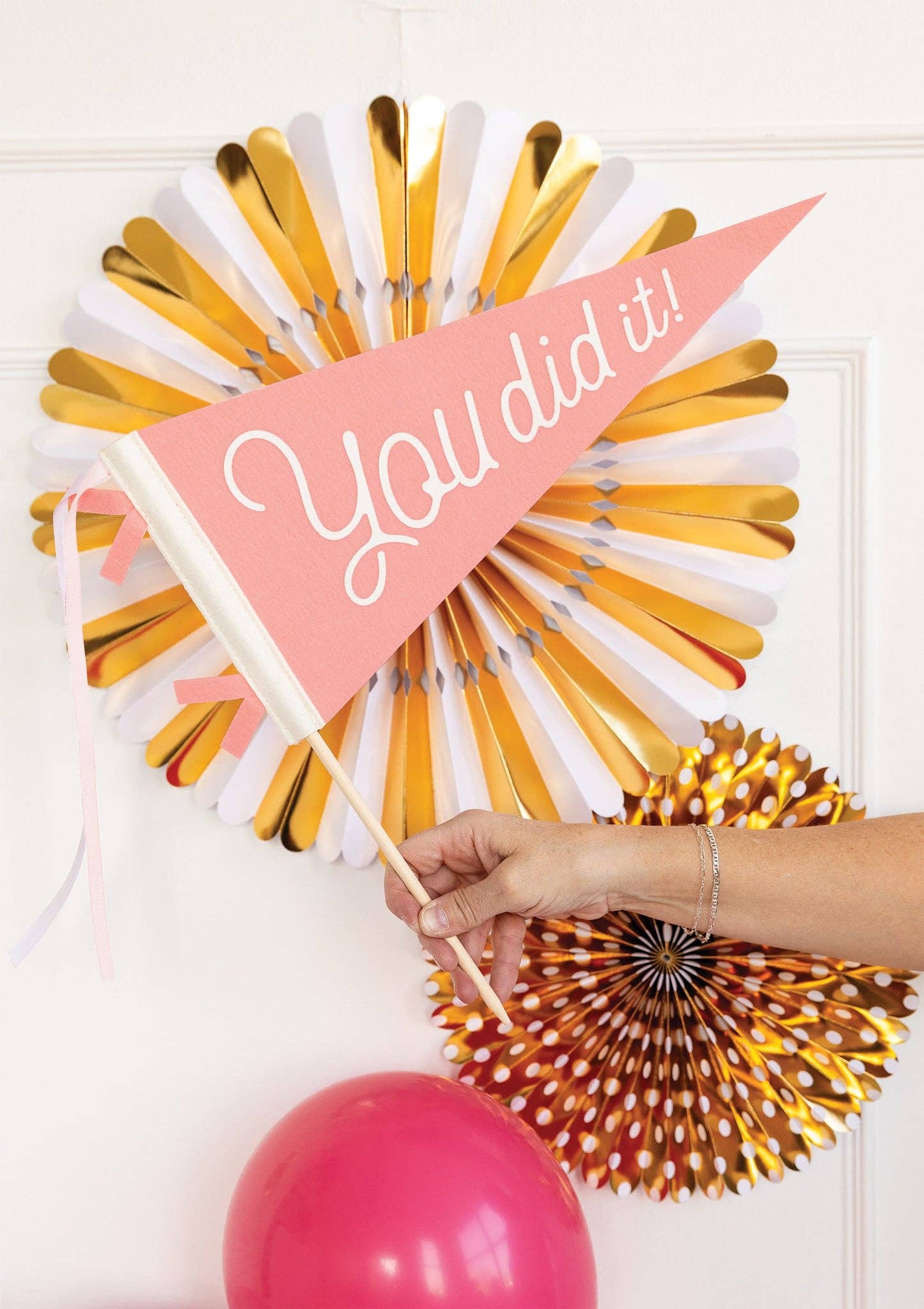 Gold and White Party Fan Set