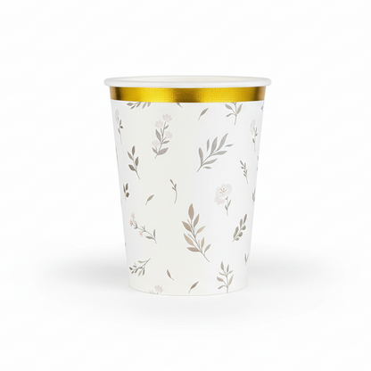 Floral Eucalyptus Paper Cups 9oz (8 Pack)
