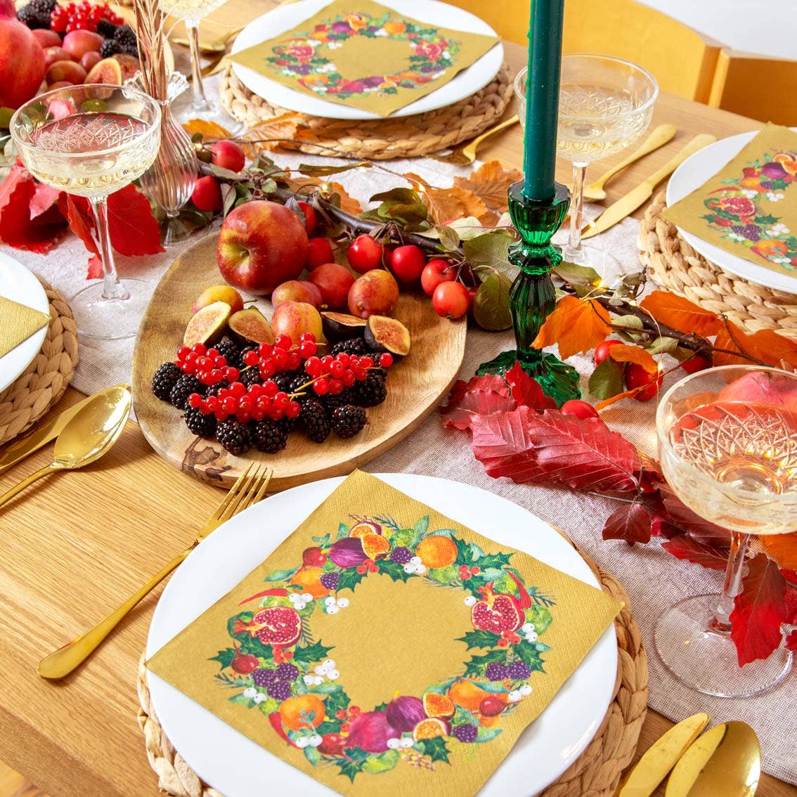 Dark Green Glass Candle Holder