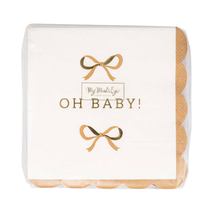 Oh Baby Gold and Tan Cocktail Napkins 18ct