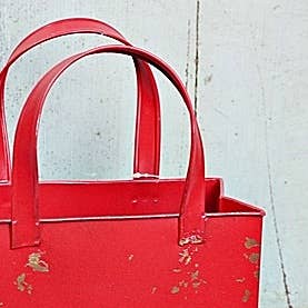 Distressed Metal Tote Bag-Red