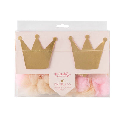 Princess Crowns and Pom Pom Tulle Banner Set