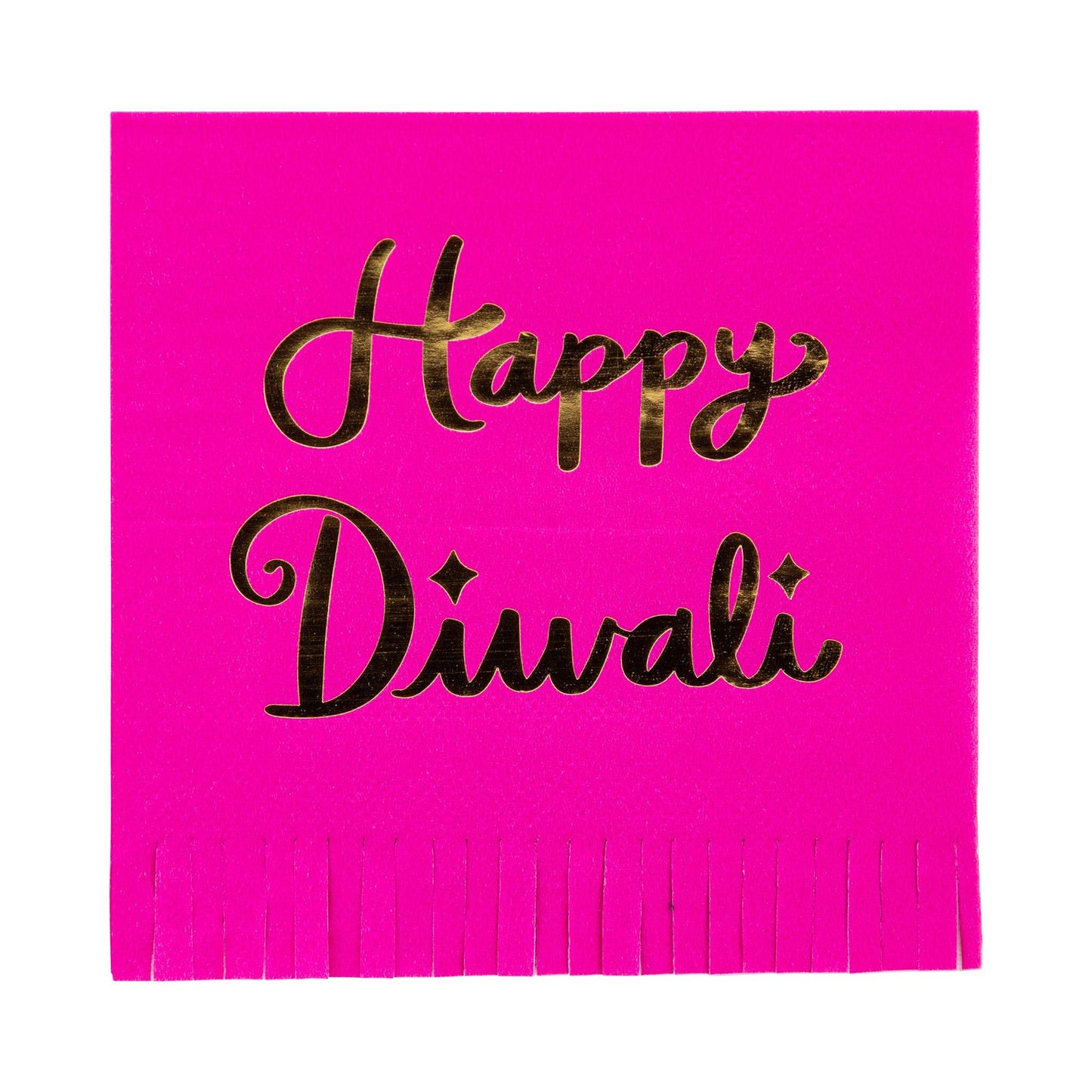 Foiled Happy Diwali Fringed Cocktail Napkins 18ct