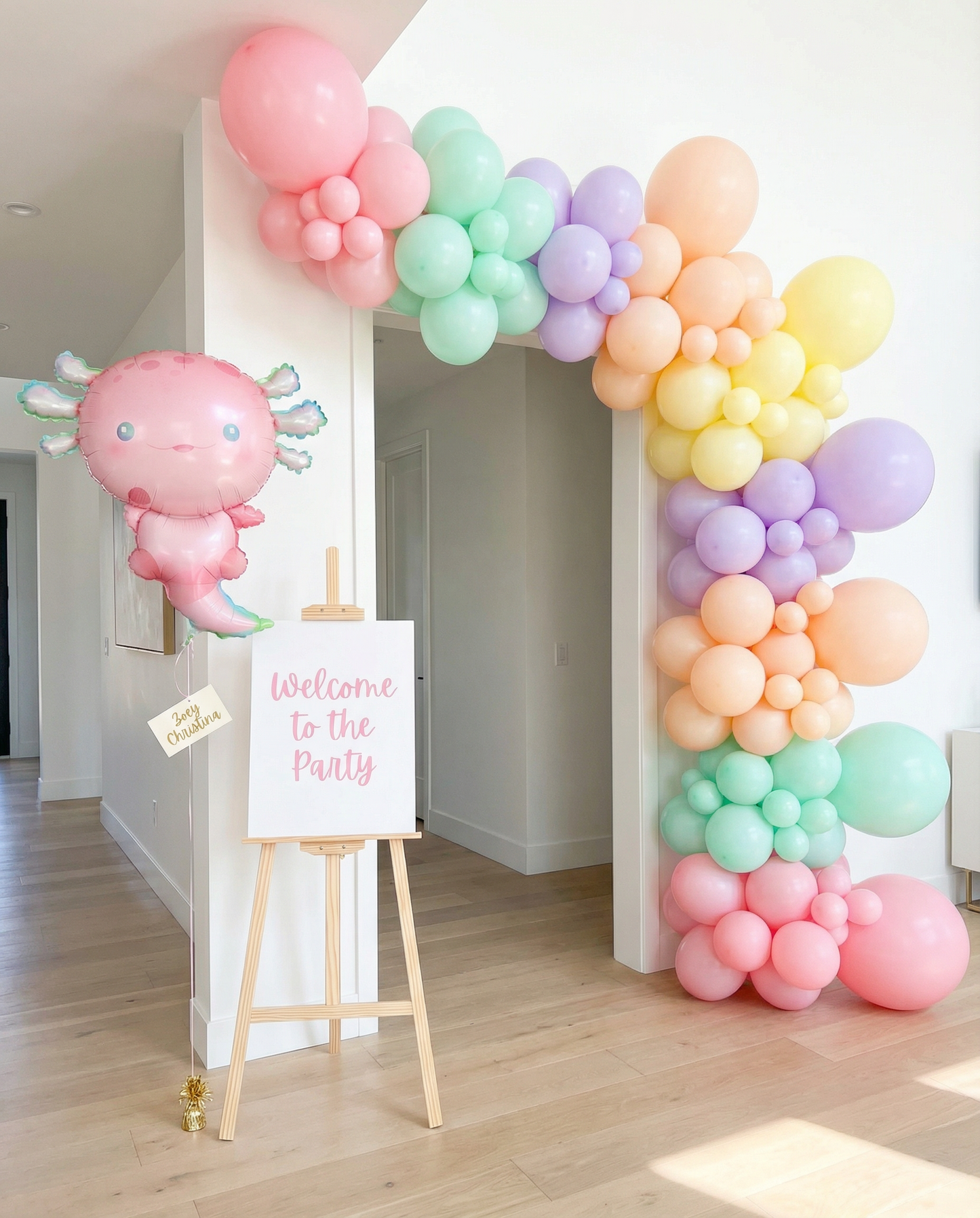 #403A Pink Axolotl Foil Balloon
