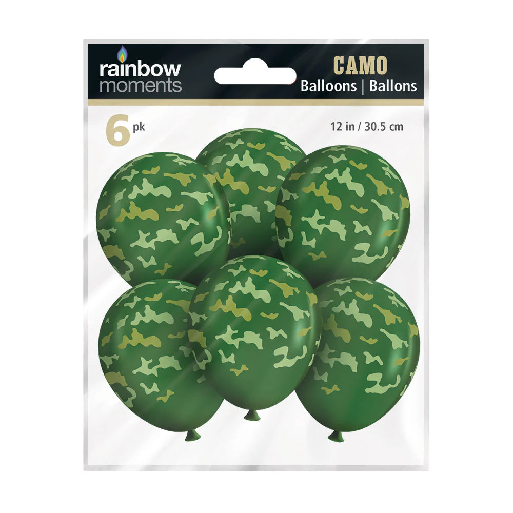 CAMO Printed Latex 12in Balloons 6ct