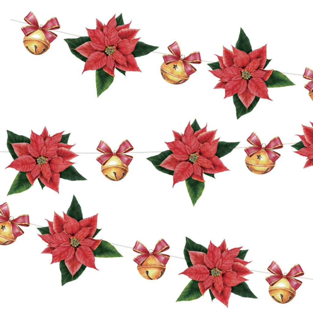 Christmas Poinsettia Bell Banner 8.2ft