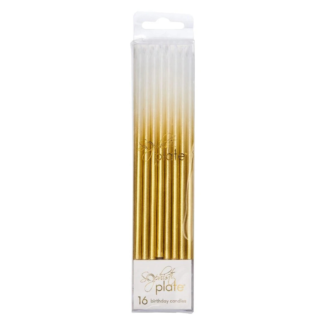 Birthday Candles Gold & White 16ct