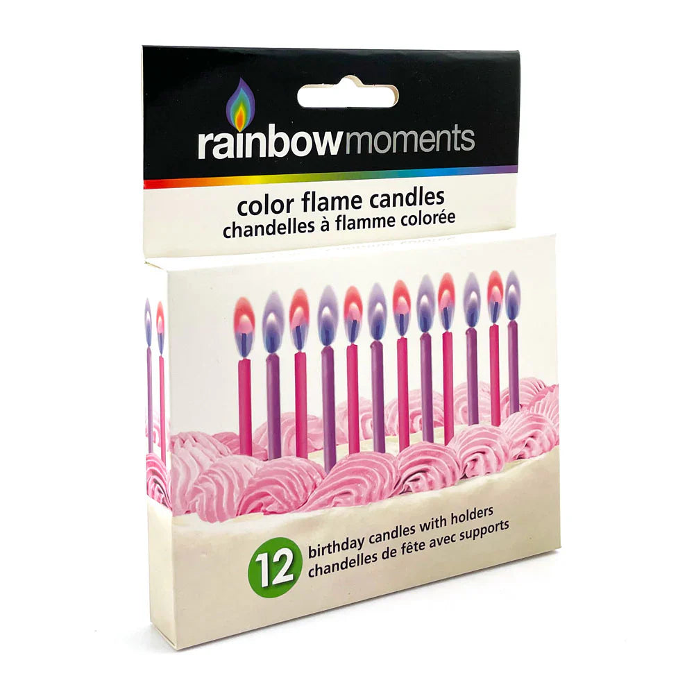 Color Flame Birthday Candles - Pink & Purple 12ct