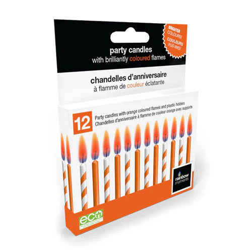 Color Flame Birthday Candles - Orange Stripes 12ct