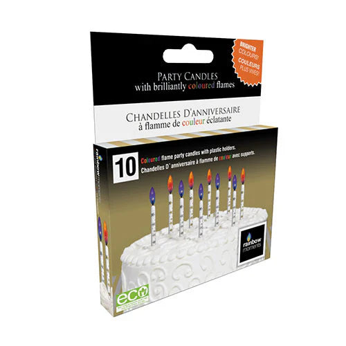 Color Flame Birthday Candles - Metallic Printed 10ct