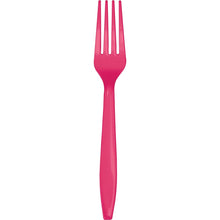 Neon Pink Plastic Forks 24ct