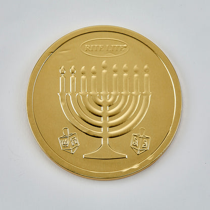Belgian Milk Chocolate Chanukah Gelt Medallion 3in