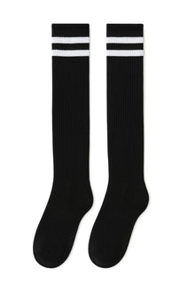 Black Knee High Striped Socks