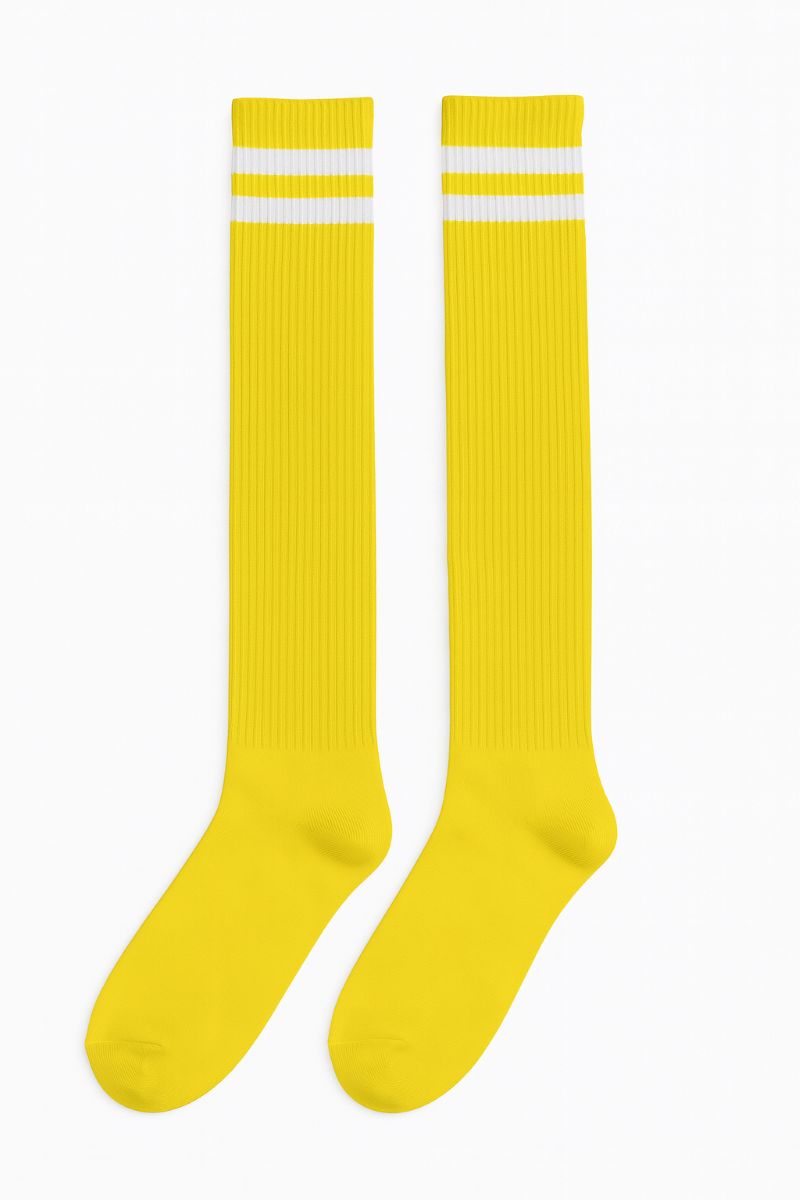 Yellow Knee High Striped Socks
