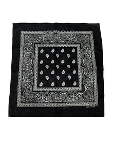 Black Paisley Bandana 20x20 in