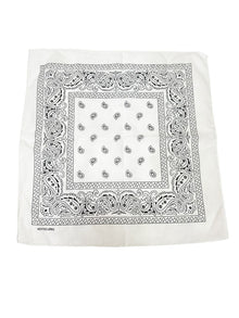White Paisley Bandana 20x20 in
