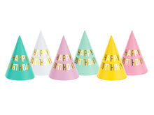 Happy Birthday Foil Cone Hats 6ct