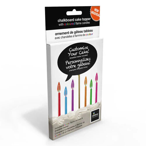 Color Flame Birthday Candles - Chalk Board Topper