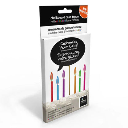 Color Flame Birthday Candles - Chalk Board Topper