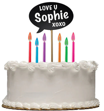 Color Flame Birthday Candles - Chalk Board Topper
