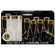 5oz Champagne Flutes 1-Piece - Gold Rim 10ct