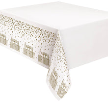 Confetti Gold Birthday Plastic Table Cover 54in x 84in