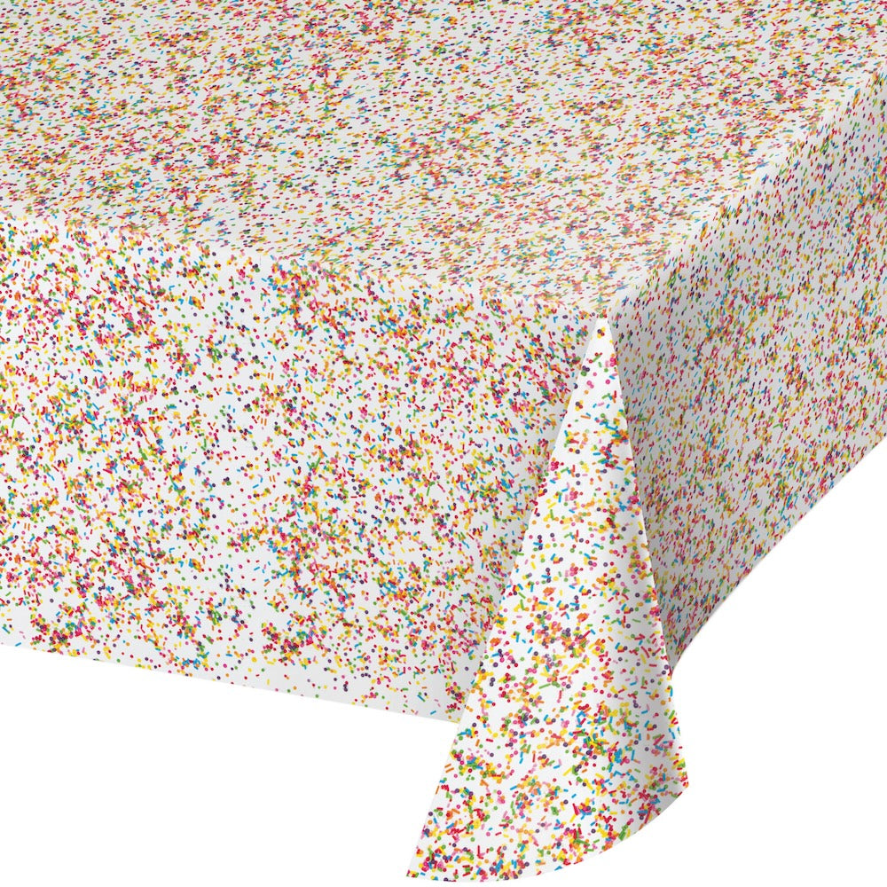 Confetti Sprinkles Plastic Table Cover 54in x 102in