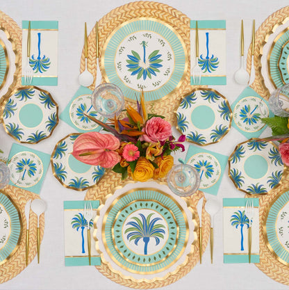 Preppy Palm Salad Plate 8pk, 8" Gold Foil