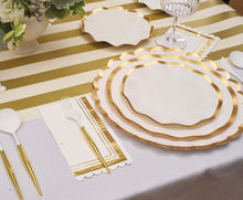 Gold and White 8in Scalloped Salad/Dessert Plates 8ct