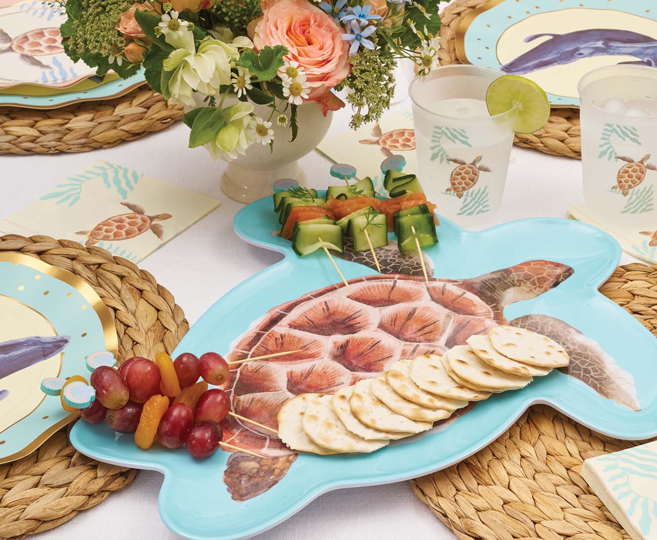 Pastel Sea Melamine Serving Platter - Turtle
