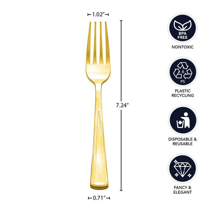 Gold Plastic Cutlery 50ct