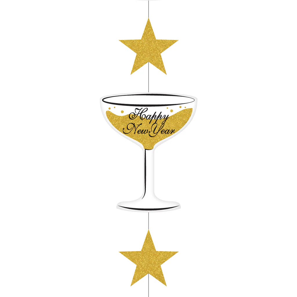 NYE Hanging Champagne Glass Decoration