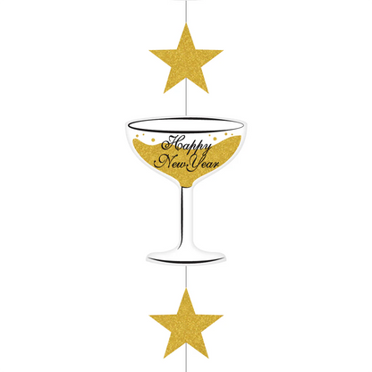 NYE Hanging Champagne Glass Decoration